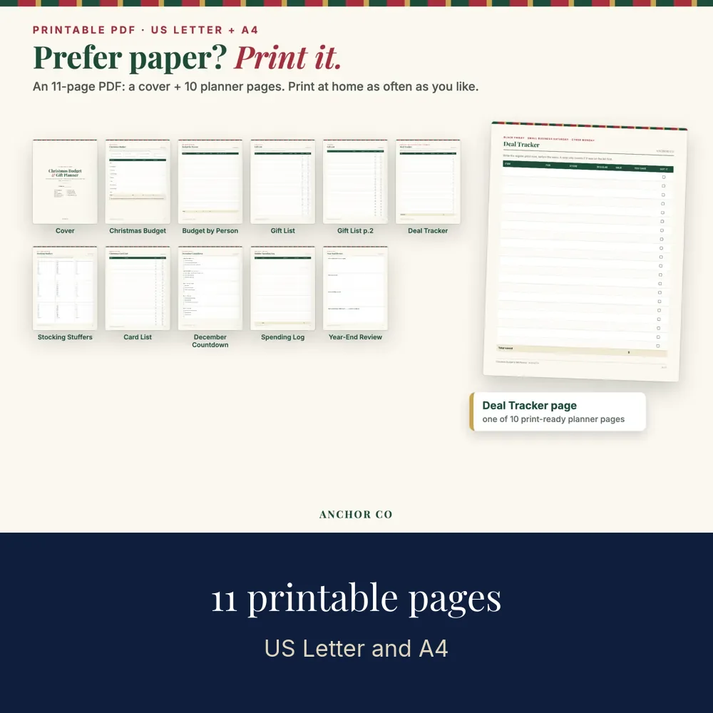 Printable planner pages