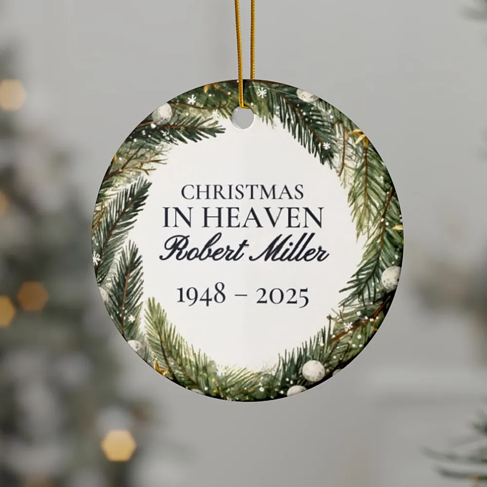Christmas in Heaven Memorial Ornament, shown hanging